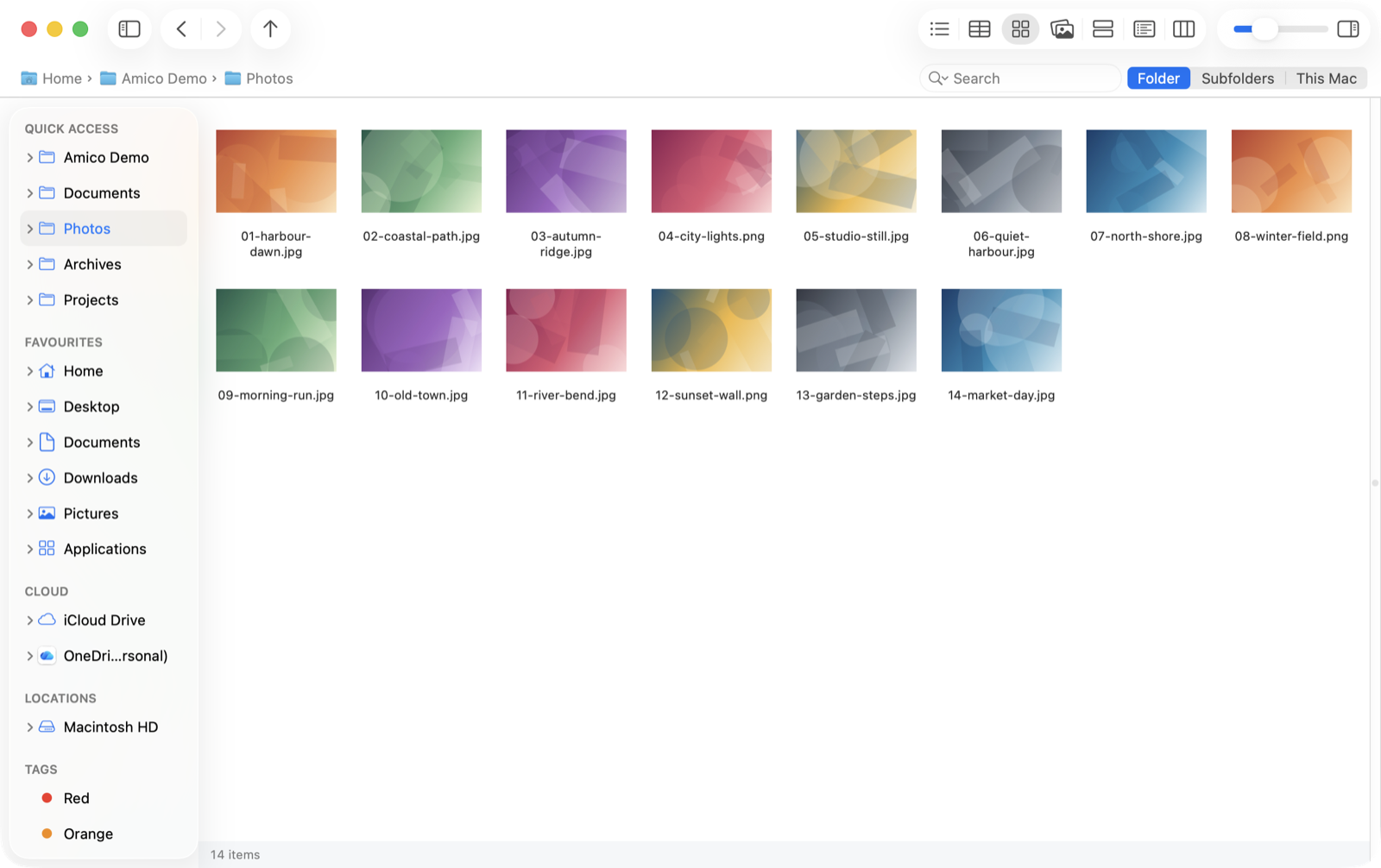 Icon view with thumbnails